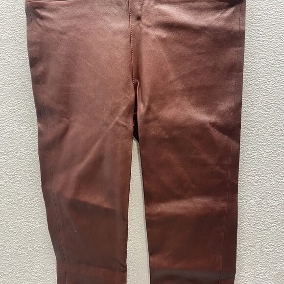 NEW SPRWMN Women's High-Waisted Leather Ankle Leggings Brown Size 29 x 28 - Picture 10 of 12